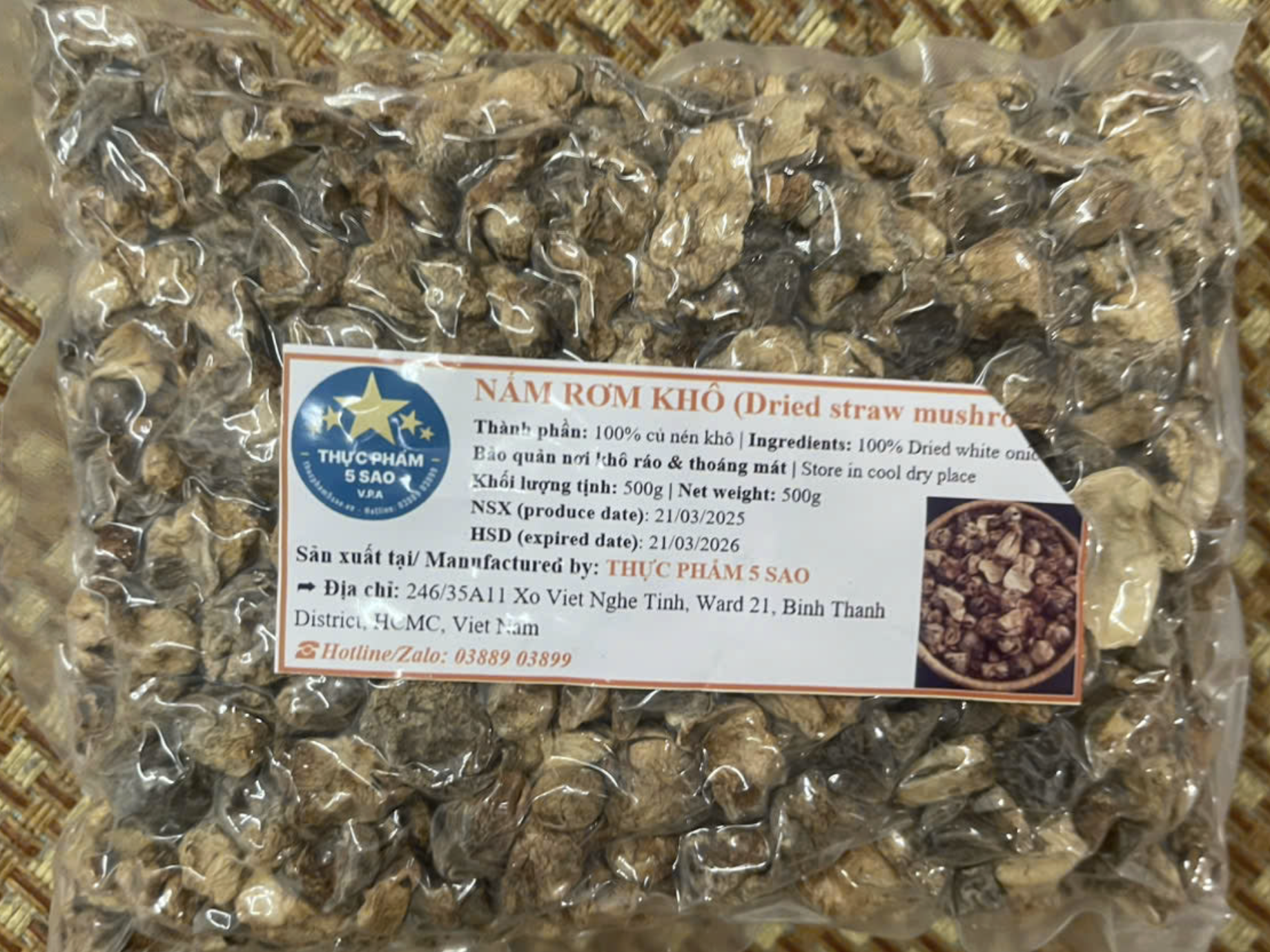 Nấm Rơm Sấy Khô 500g